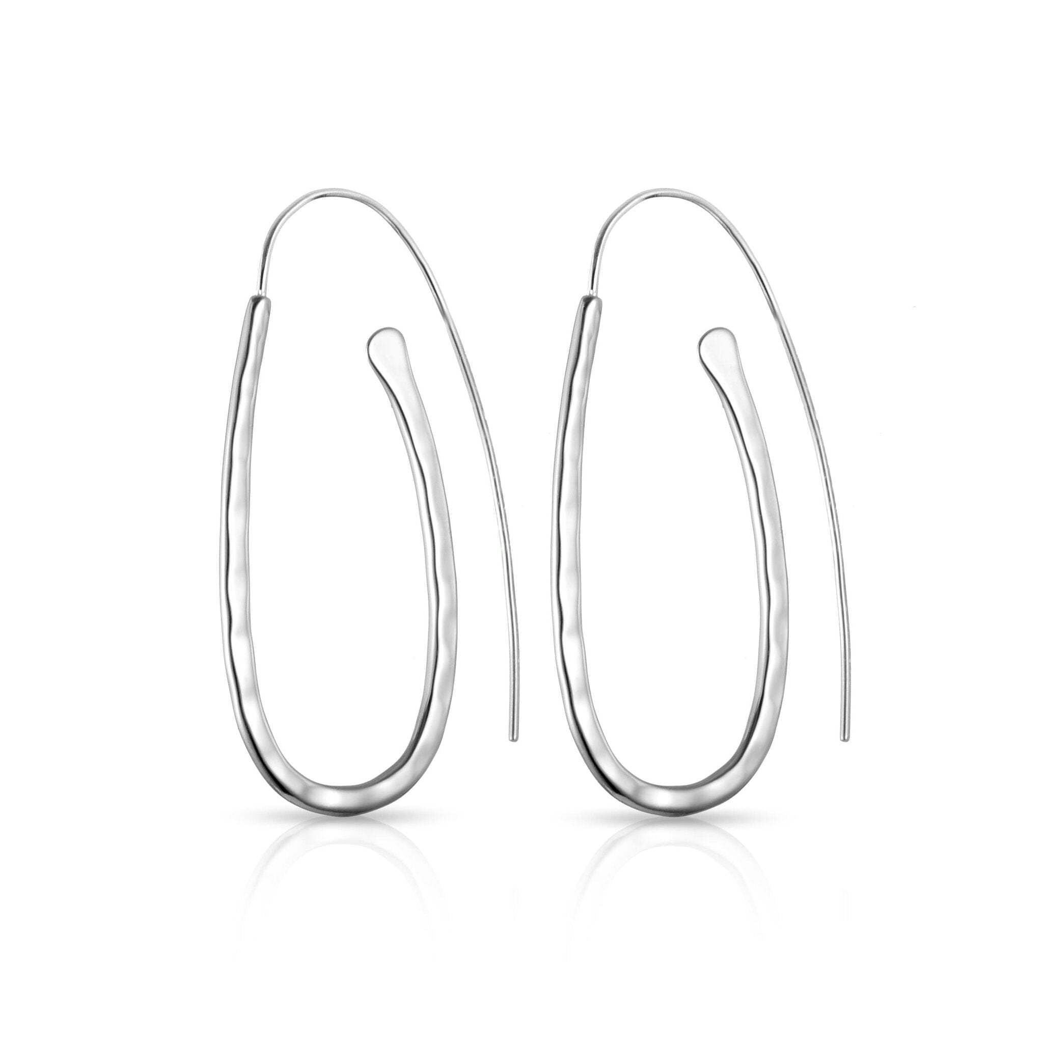 Philip Jones Sterling Silver Hammered Hoop Earrings