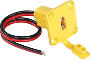 CERRXIAN 1FT 12AWG XT60 Male Bare Wire with Mount Panel, XT60 Male Plug with Mout Panel to Open Bare Wire for RC Lipo Battery FPV Drone - 0.3m