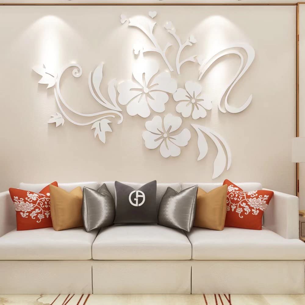 guangmu 3D Wall Sticker Floral Mirror - DIY Art Flower Decoration Stickers Lotus Decals Acrylic Mirror Wall Stickers Home Living Room Bathroom TV Background Decor Mural — image 1