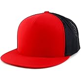Trendy Apparel Shop Oversize XXL Structured Blank 5 Panel Flatbill Snapback Mesh Cap