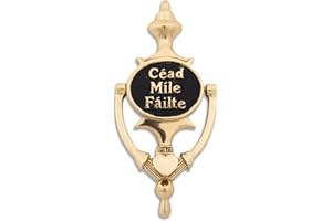 Exclusively Irish Claddagh Door Knocker for Front Door Brass Knocker with Cead Mile Failte 8" Ireland Welcome Gift (Black Brass)