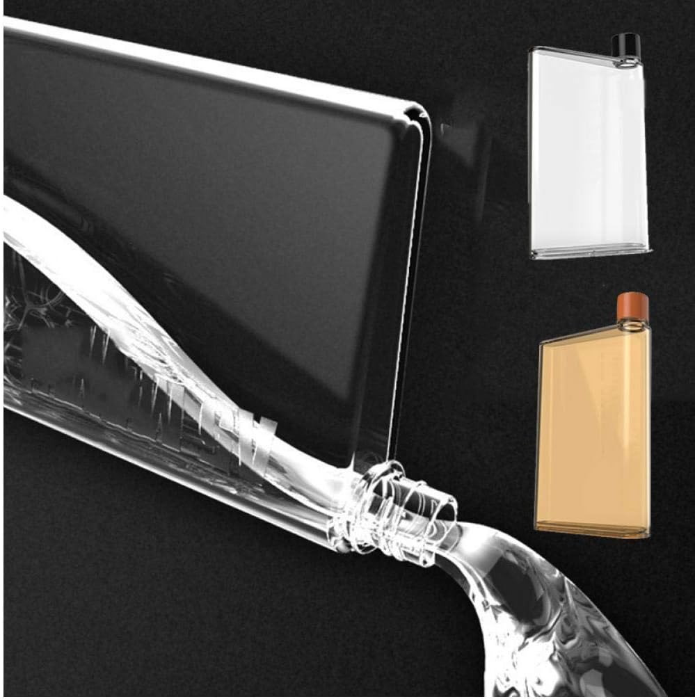 PiniceCore Water Bottle Portable Clear Book Portable Paper Pad Flat Water Bottle Drinks Kettle Travel Hiking Drinks Bottle