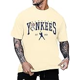 BANGELY Baseball Shirts Men Game Day Baseball Fan Shirt Vintage Sports Team Graphic tees Casual Crewneck Short Sleeve Tops