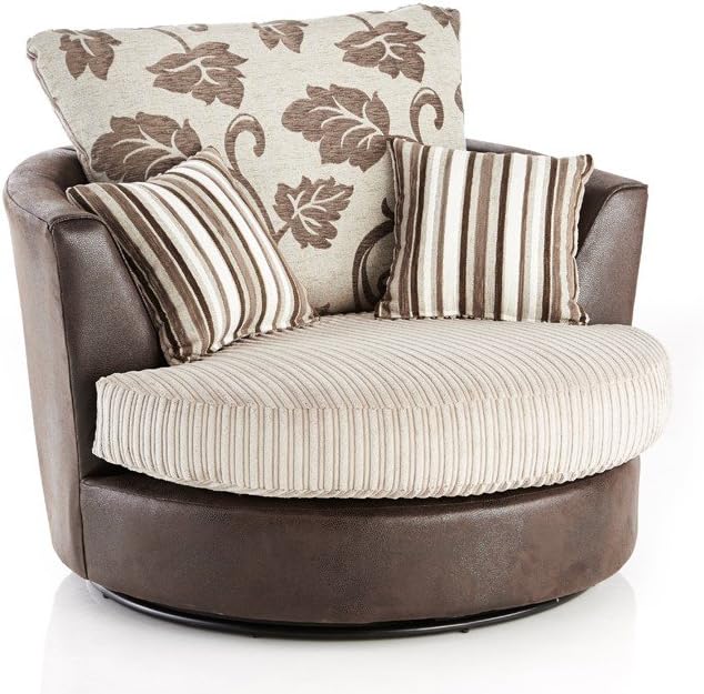 furniturestop.co.uk Lush Jumbo Cord Leather and Fabric Swivel Chair