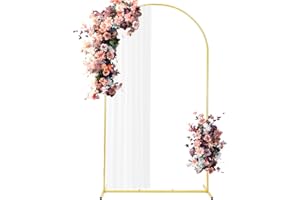 LEKETREE Arch Backdrop Stand for Parties, 6FT/7.2FT Wedding Arch Frame, Metal Balloon Arch Stand, Can be Used for Weddings, Birthday Parties, Graduations, Festival Decorations (Gold, 7.2 x 4 FT)