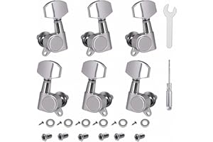 ZHRMZHG 6PCS(3L+3R) Guitar Machine Heads Guitar String Tuning Pegs Machine Head Tuners for electric guitar tuner Acoustic Guitar For replacement and upgrade (Silver)