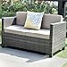 Wisteria Lane 5 Piece Outdoor Furniture Set,Patio Sectional Sofa All Weather Wicker Chair Loveseat Glass Table Conversation Set,Grey