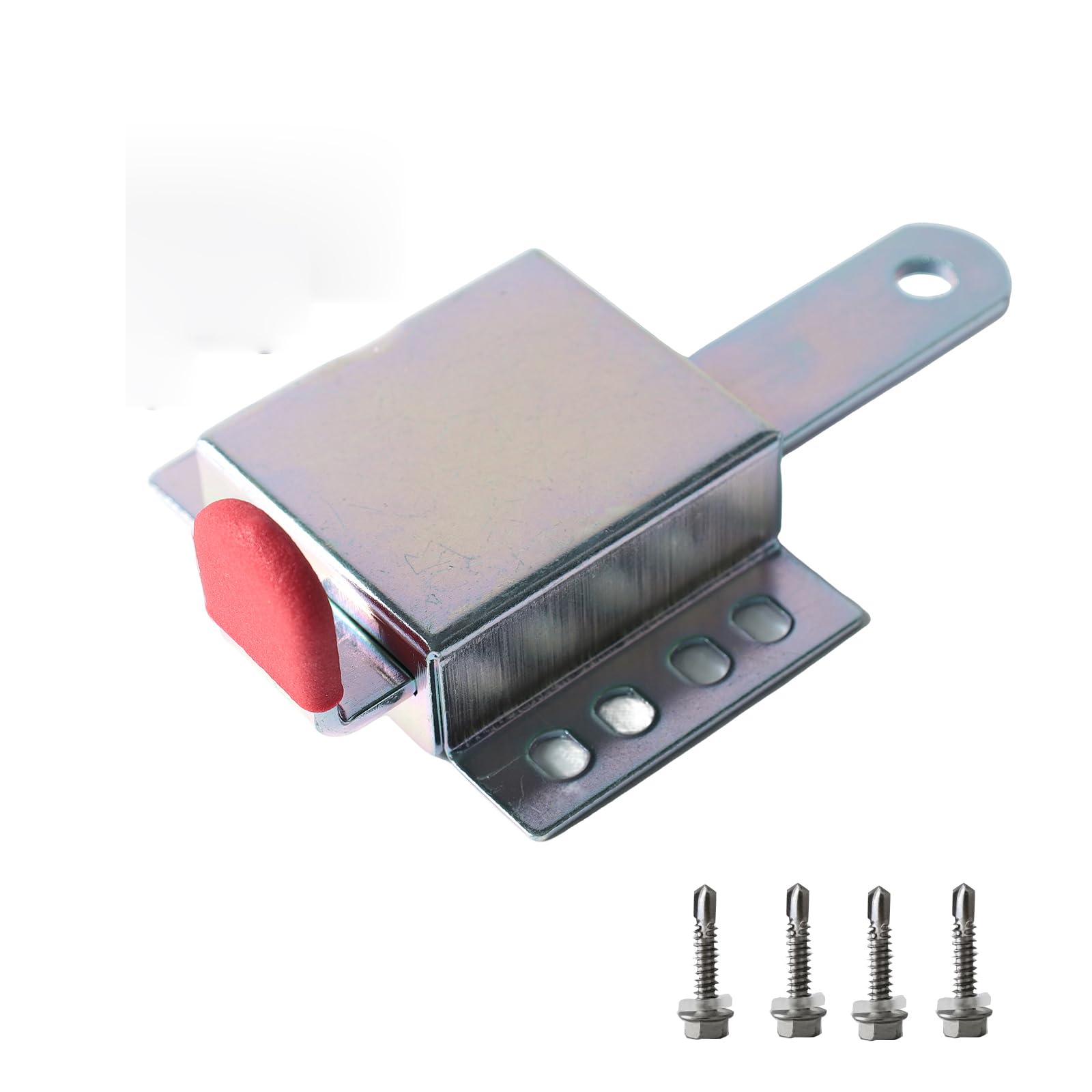 Photo 1 of 1 Pack, Heavy Duty Garage Door Locks, Color Galvanized Steel, Manual Inside Locking Latch for Garage Doors with Screws and Red Cover, Garage Door Side Lock Set (1pc)