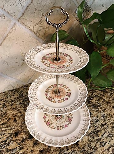 Three Tier Stand, Cake Stand, Dessert Stand, Cup Cake Stand, Jewelry Stand, Vanity Tray, Appetizer, Tidbit, Center Piece, Antique