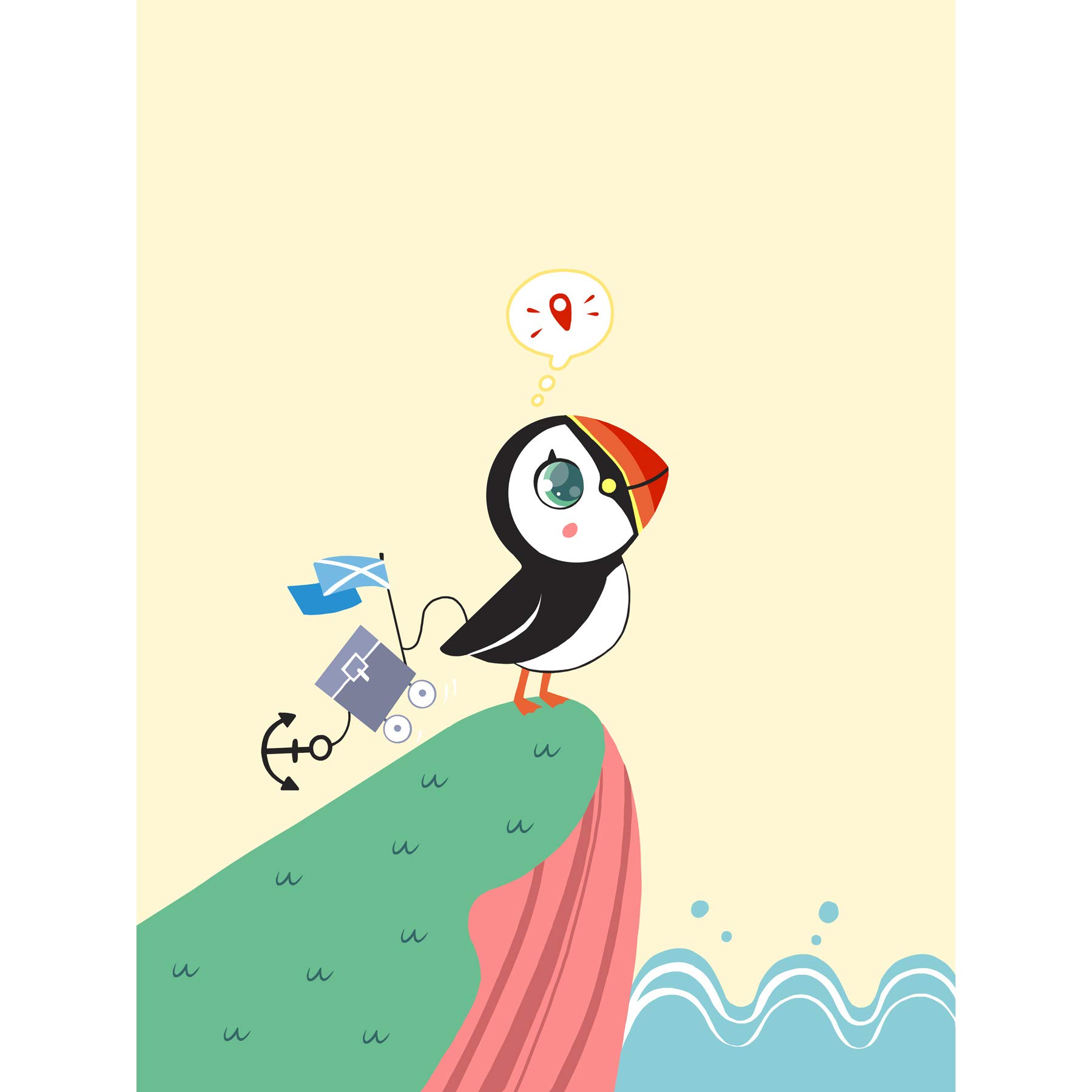 Wee Blue Coo Puffins Travel Voyage Large Art Print Poster Wall Decor — image 1