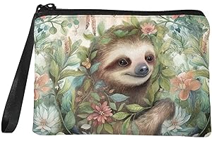Dolyues Sloth Coin Purse Zipper & Wrist Strap Wallets Womens Change Pouch for Women Girls Organizer Purses Holders Organizer Wallet for Coins/Card/Key