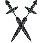Hisatan Sword Earrings for Men Women, Stainless Steel Gothic Dagger Celtic Knot Irish Studs Earrings, Cool Punk Hip Pop Cubic Zirconia Dangle Goth Screw Spike Earring Jewelry
