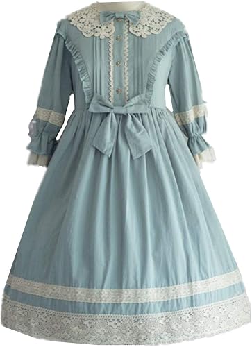 Amazon 貴族風 ゴシック式 レディース メイド 洋服 ロリータ ワンピース 中世プリンセス コスチューム 演奏 舞台衣装 薄いブルー Xl コスプレ 仮装 通販