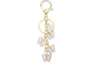 PATIKIL Butterfly Initial Letter Keychain, Alphabet Personalized Metal Keyring Cute Car Keys Holder Charm for Women