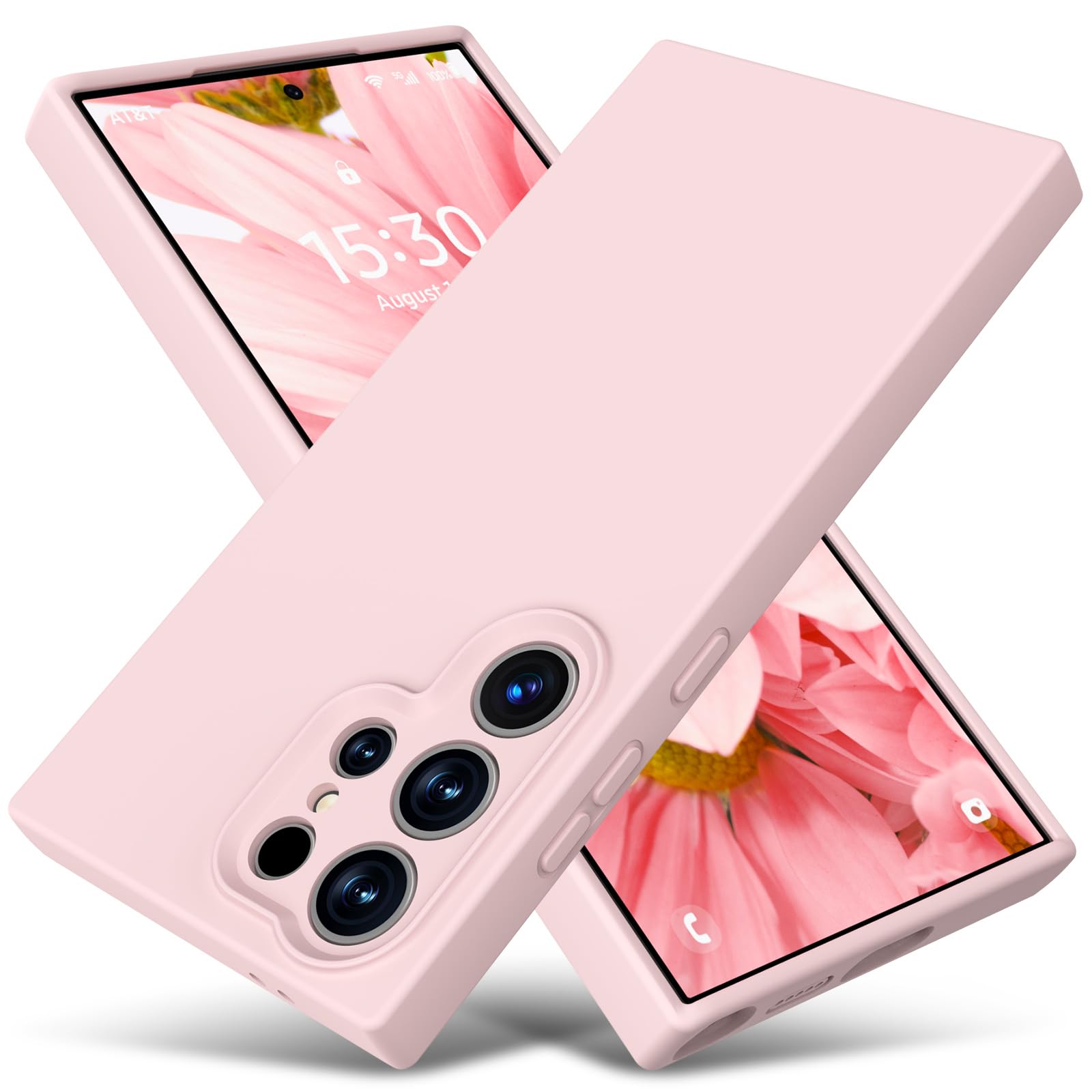 Varikke for Samsung Galaxy S24 Ultra Case, Liquid Silicone Upgrade [Camera Protection] [Anti-Scratch Microfiber Lining] Slim Soft Touch Gel Rubber Shockproof Phone Case 6.8", Chalk Pink