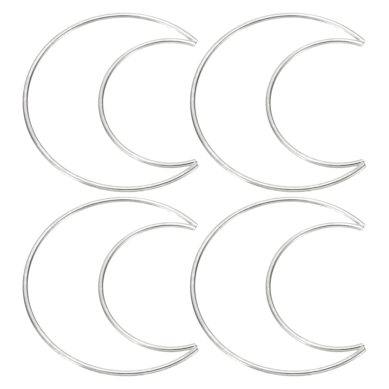 PATIKIL 4 Inch Moon Dream Catcher Rings, 4 Pcs Metal Christmas Macrame Wreath Floral Ring Hoop for Home Car DIY Craft Wedding Wall Hanging Decoration, Light Silver