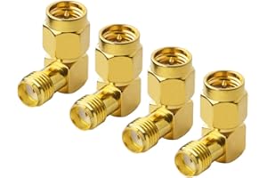 onelinkmore SMA Male to Female Right Angle 90-Degree Adapter Gold Plated Contacts Pack of 4……