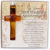 The Grandparent Gift Co. Special Anniversary Keepsake - Handmade Glass Cross With Wishes