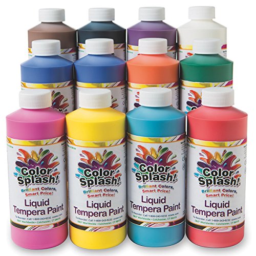 S&S Worldwide W18  Color Splash! Liquid Tempera 16 oz. Assortment (Pack of 12)