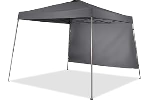 GDY 8X10 FT Pop Up Canopy Outdoor Instant Tent Slant Legs with a Sidewall,Equipment Vents, Portable Gazebo Shelter for Patio, Deck, Beach and Garden,Grey.