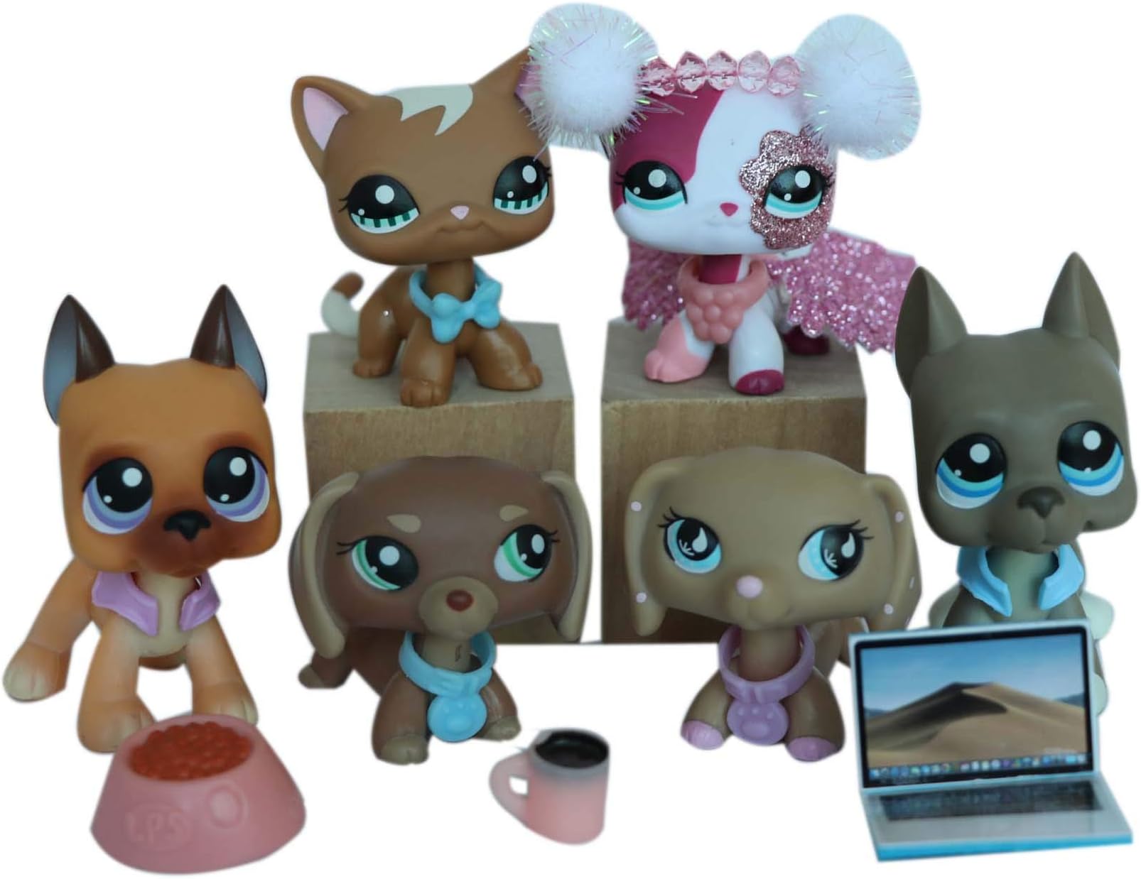 LPSOLD LPS Shorthair Cat 1170 2291 and Great Dane 184 244 Dachshund 1751 909 Dogs with Accessories Lot Kids Girls Xmas Gift
