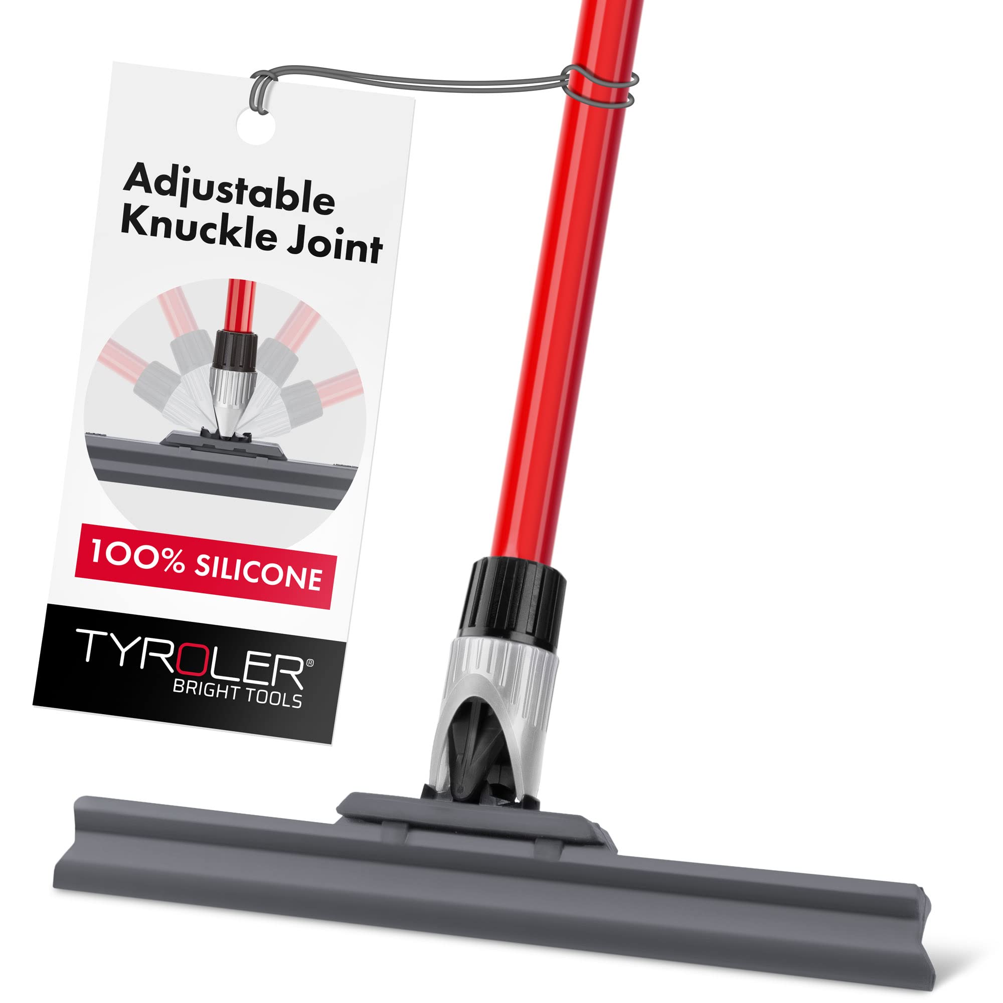 Tyroler Wet Room Floor Squeegee Heavy Duty | 30cm Head 100% Silicone | 4-Part 140cm Long Handle Squeegee | Perfect Bathroom & Shower Squeegees| Ideal for Any Surface | Squeegees Mop for Floors