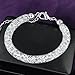 Mytys Fashion Mesh Bracelet Crystals Fishnet Bracelets Silver Bangle for Women