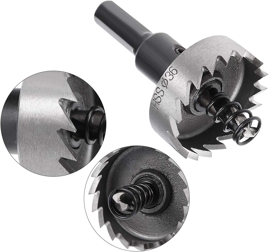 sourcingmap 2 Pcs 36mm High Speed Steel HSS Drill Bit Hole Saw Cutter for Metal Alloy Wood, Black, Silver Tone - Image 5