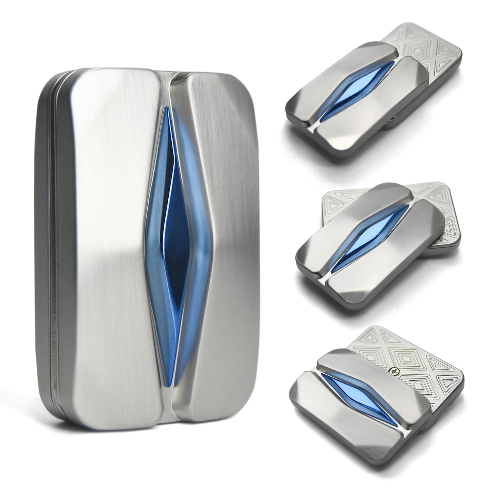 HIDEDC Breakthrough Fidget Slider, Trackless Fidget Slider for Fancy Play, EDC Fidget Toys Adults Sensory Toys Home Office Executive Desk Toy Gift for ADHD/ADD/Autism (Silver/Blue)