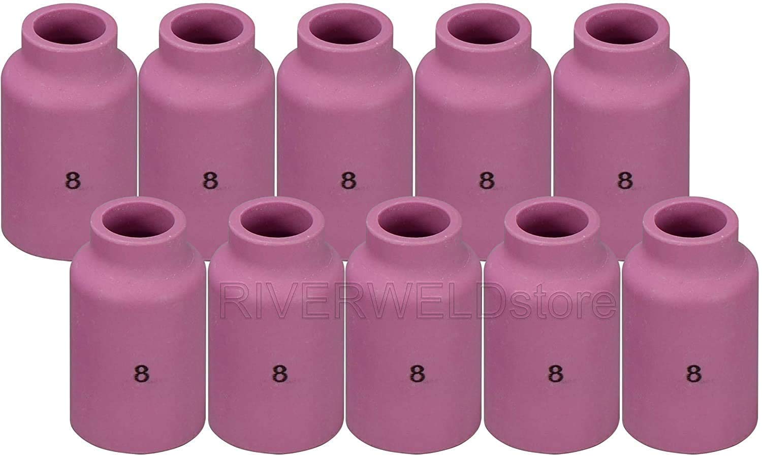 Photo 1 of RIVERWELD TIG Gas Lens Alumina Nozzles Ceramic Cups Large Diameter 54N14 8# 1/2" 12.5mm for DB PTA SR WP 17 18 26 TIG Welding Torch Pack of 10