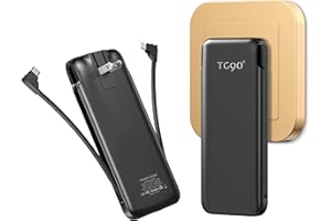 TG90° 10000mah Portable Charger with Built in Cables and AC Wall Plug, All in One Portable Phone Charger External Battery Packs Compatible with iPhone and Android Phones