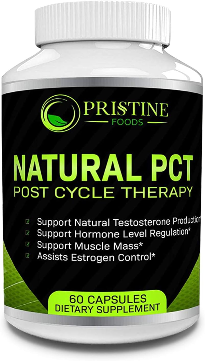 Pristine Foods Premium Natural PCT | Supports Natural Testosterone Production Regulates Hormone Levels Increase Muscle Mass | Post Cycle Therapy Supplement with Resveratrol Fenugreek Milk Thistle: Health & Personal Care
