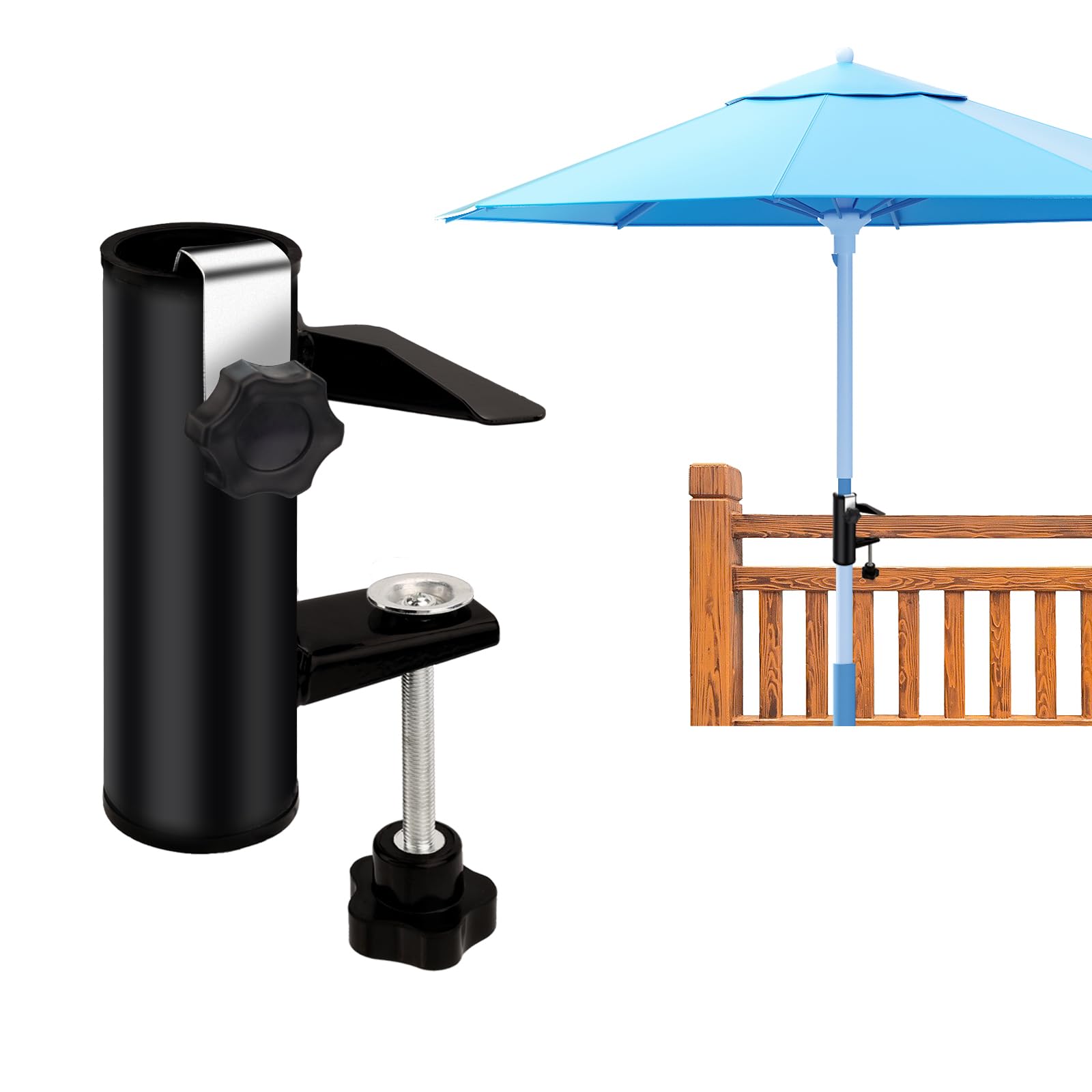 PEUTIER Outdoor Patio Umbrella Clamp, Heavy Metal Umbrella Clip Adjustable Patio Umbrella Holder for Camping Beach Courtyard Balcony Deck Bleachers Boats