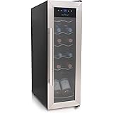 12 Bottle Wine Cooler Refrigerator - White Red Wine Fridge Chiller Countertop Wine Cooler - Freestanding Compact Mini Wine Fr