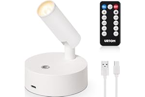 URTOM Wireless LED Spotlight Indoor with Remote Up Lights Indoor Dimmable Picture Light Battery Operated with Timer Rechargeable Spot Lights Accent Uplighting for Plant Wall Art, 1 Pack