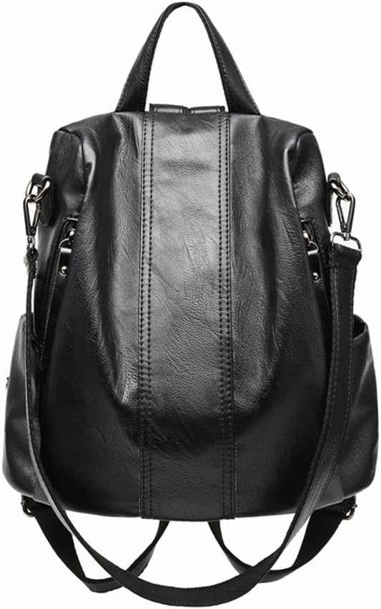 Women Backpack-Wink Gal Small PU Leather Backpack Casual Daypack School Backpacks Bag Versatile Multipurpose Black Schoolbag