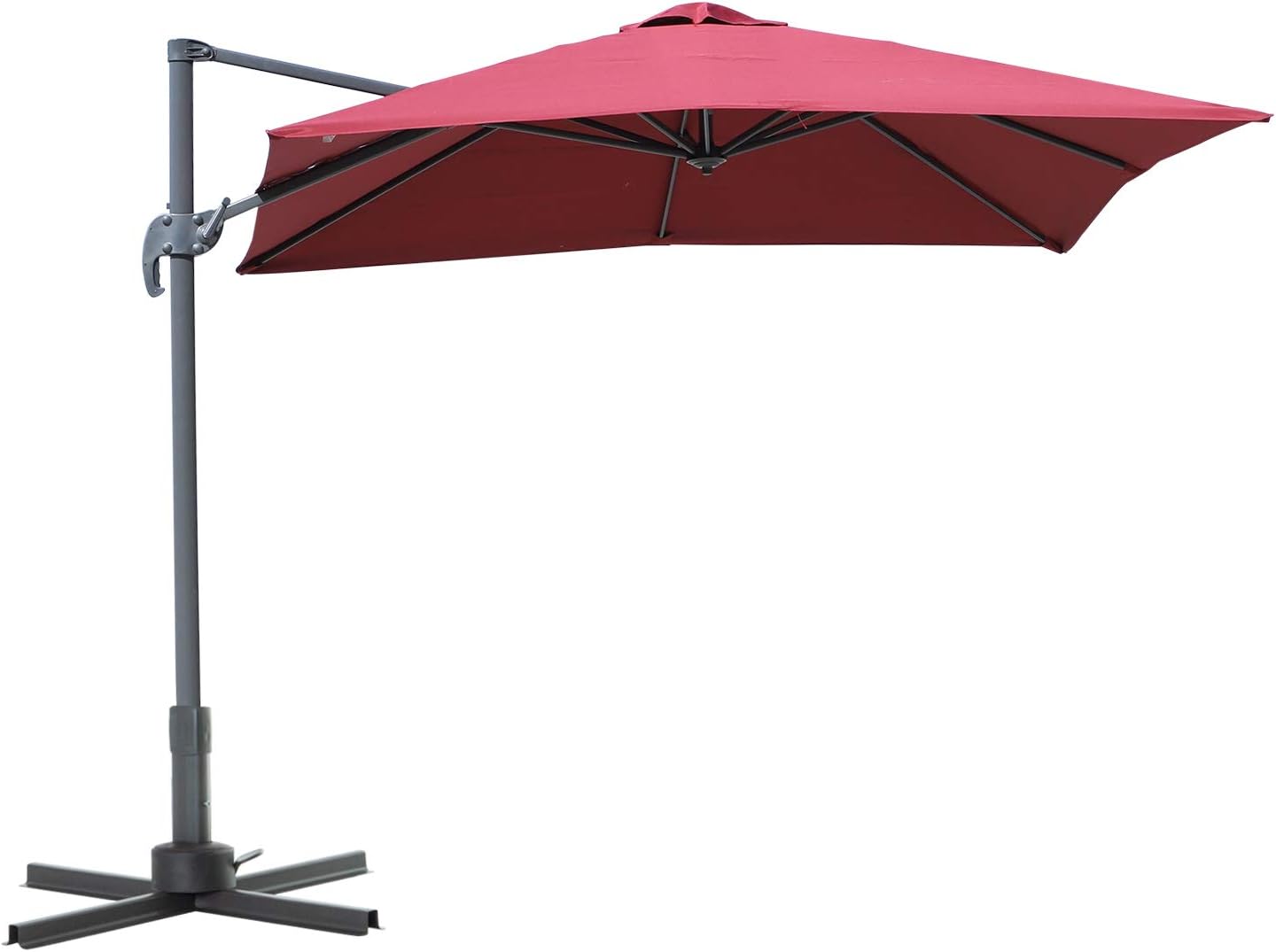 Outsunny 8‘x8’ Square Patio Hanging Offset Umbrella Outdoor Cantilever Crank Market Parasol