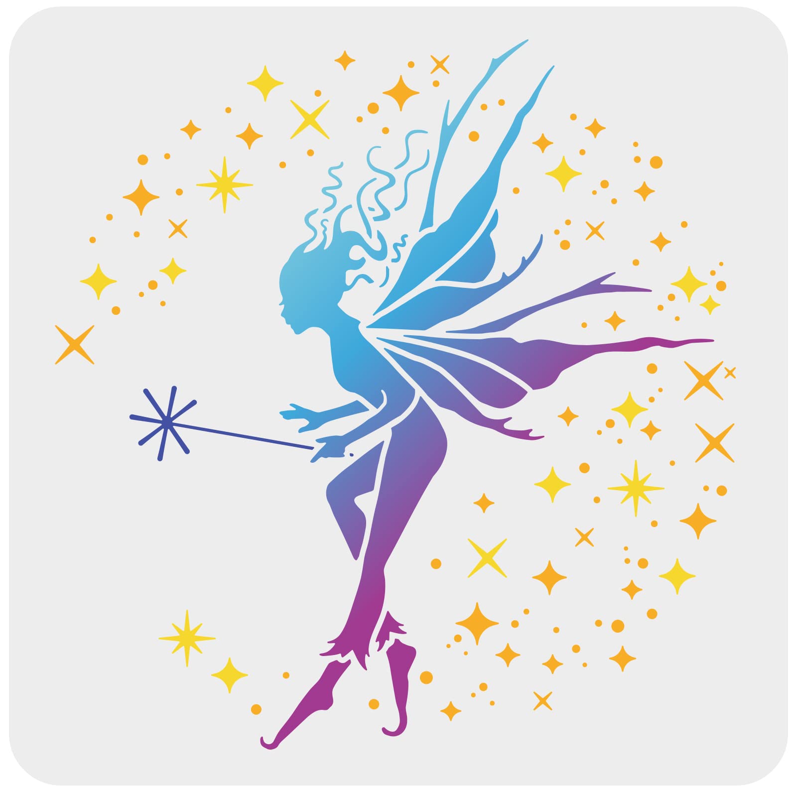 FINGERINSPIRE Fairy Stencil for Painting 30x30cm Wisdom Fairies Stencil Reusable Wings Fairy Wands Craft Stencils Plastic PET Stars Drawing Stencils for Painting on Canvas Wall Home Decor