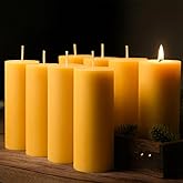 8 Packs Beeswax Candles, 2x5 Inch Natural Beeswax Pillar Candles, 400-Hour Total Long Burn Time, Organic Emergency Candle for Home Decor, Gift Sending, Smokeless & Dripless