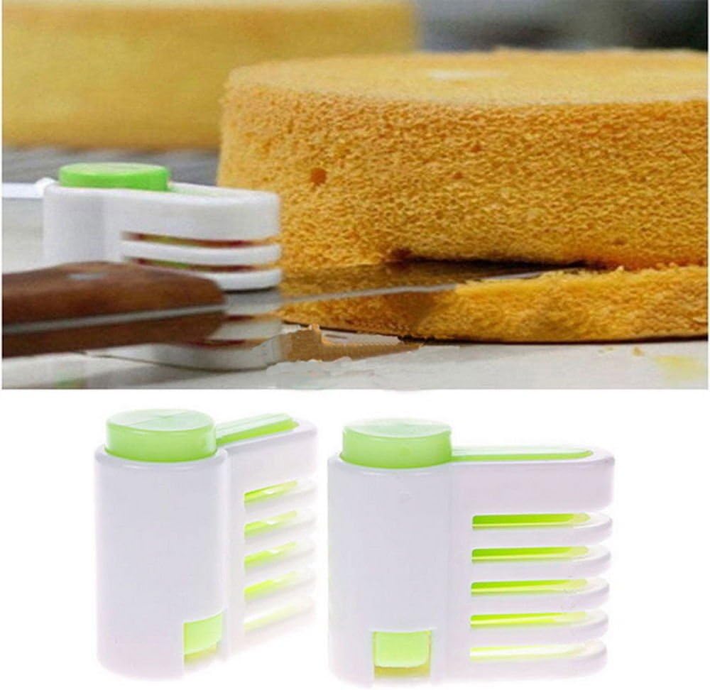 Efanr 2 Pack 5 Layers Adjustable Cake Cutter Tools DIY Cake Slicer Device Decorating Mold Bakeware Kitchen Cooking Baking Tool Bread Leveller Fixator Guide