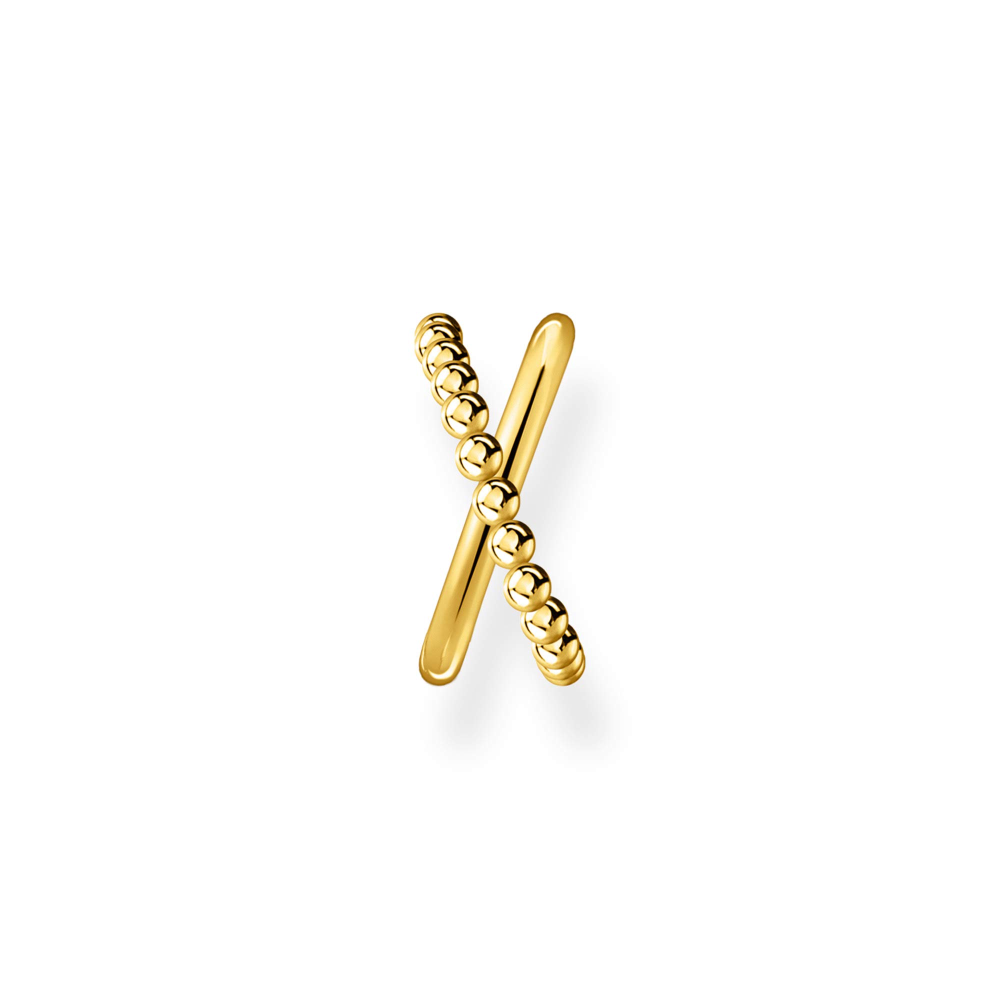 THOMAS SABO Single ear cuff criss cross dots yellow gold 18k Yellow Gold Plating, 925 Sterling Silver