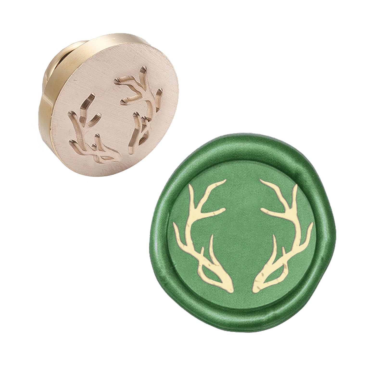 CRASPIRE Wax Seal Stamp Head Antlers Removable Sealing Brass Stamp Head for Creative Gift Envelopes Invitations Cards Decoration