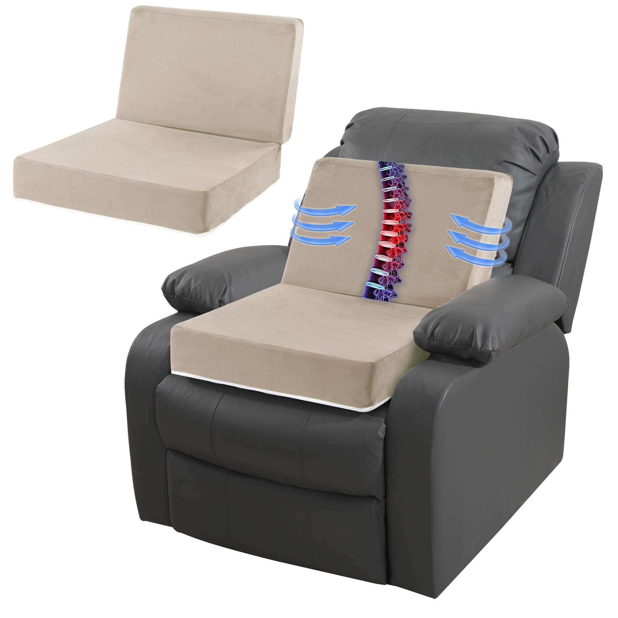 Photo 1 of MABOZOO Recliner Cushions Set for Elderly, Extra Large Non-Slip Seat Cushion with Lumbar Support? Seat Cushions for Recliner Chair Elderly Rest and Back Support