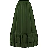 Scarlet Darkness Maxi Skirts for Women Long Renaissance Skirt Flowy Ruffle Tiered Skirt