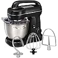 Hamilton Beach Electric Stand Mixer, 4 Quarts, Dough Hook, Flat Beater Attachments, Splash Guard 7 Speeds with Whisk, Black w