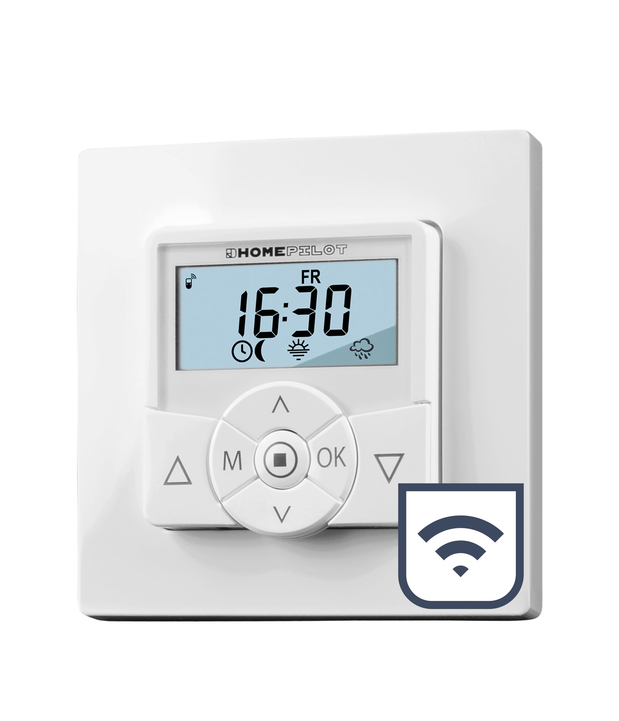 HOMEPILOT Zeitschaltuhr premium smart | Smart-Home Rolladenschalter programmierbar inkl. Display & Astrofunktion für Rolladen, Markise, Raffstore | App, Alexa etc. via Gateway möglich, Weiß