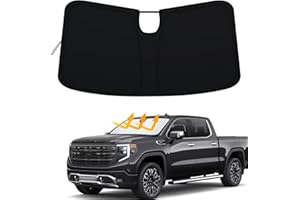 PIMCAR Windshield Sun Shade for 2023-2026 Chevy Silverado 1500/GMC Sierra 1500, 2024-2026 Silverado/Sierra 2500HD 3500HD & 2022-2026 Refreshed Models,UV Protection,Foldable Sunshade with Storage Pouch