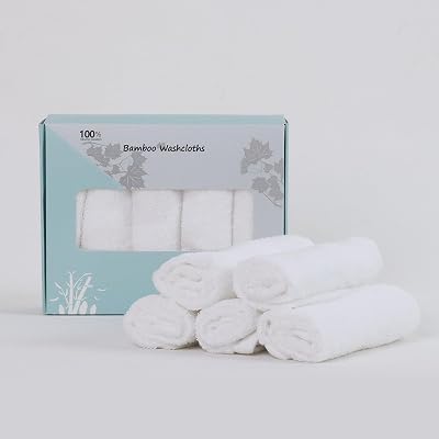 Fairy Baby 5 Pack Organic Bamboo Baby Washcloths 10x10 Reusable Towels