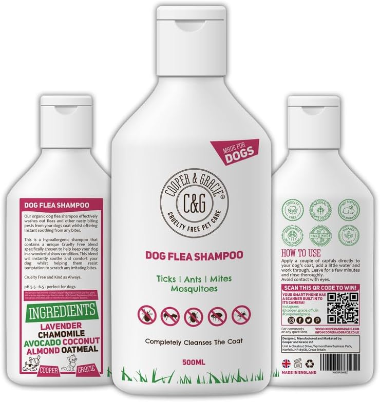 C&G Pets Dog Flea & Tick Shampoo 500ml — Medicated Cleansing Gentle Formula