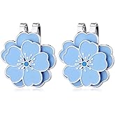 Gosknor Magnetic Golf Ball Marker with Hat Clip, Golf Marker Magnet Cap Clip Set Flower Shape Ball Bag Accessories for Women Men Golfer Putting Green Gift (Blue)